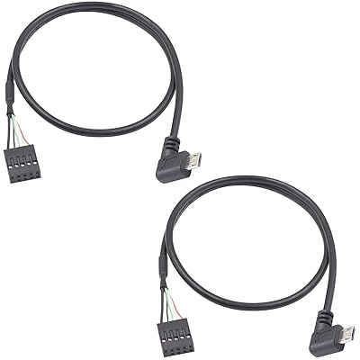 Micro USB 9ピンマザーボードヘッダーケーブル USBヘッダーからマイクロUSBケーブル 90度左向きマイクロUSBオス 9ピンマザーボードメス デュポン延長ケーブル (2パック) 1.65フィート/50cm Micro USB 9ピンマザーボードヘッダーケーブル USBヘッダーからマイクロUSBケーブル 90度左向きマイクロUSBオス 9ピンマザーボードメス デュポン延長ケーブル (2パック) 1.65フィート/50cm