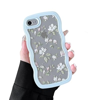 iPhone SE3 / SE2 用波状のケース おしゃれ iPhone 7 クリアケース 人気 韓国 女子 アイフォン 8 ウェーブケース かわいい 花柄 花と葉 フラワー スマートケース 軽量 耐衝撃 ハード PC ソフト TPU バンパー ケー