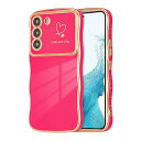 Samsung Galaxy S22 5G 用 ハートケース 人気 おしゃれ サムスン ギャラクシー S22 ウェーブ ケース 柔軟な TPU シリコン スマホケース メッキ加工 ソフト 軽量 耐衝撃 韓国 可愛い ケース 女子 女性 携帯電話カバー