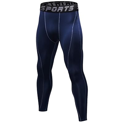 スポーツタイツ メンズ パワーストレッチ ロング アンダーウェア コンプレッション タイツ [UVカット + 吸汗速乾] yc1060ネイビー XL
