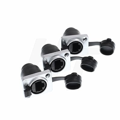 HangTon パネルマウント 防水 RJ45 コネクタ イーサネットネットワーク Cat5e ソケット フィードスルー シャーシ レセプタクル (3パック)