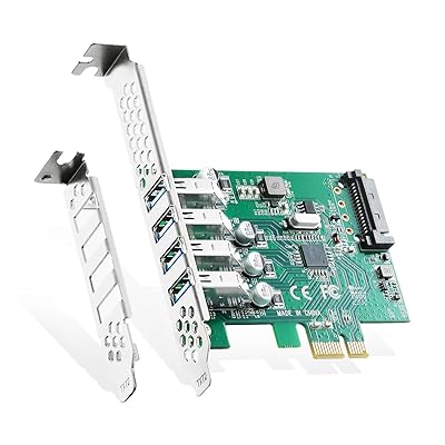PCIEから4ポートUSB 3.0拡張カード、セルフパワー、ロープロファイルブラケット、Windows 10/11用USB3ハブコントローラアダプタ