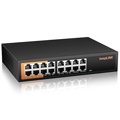 16ポート スイッチングハブ Giga 10/100/1000Mbps 静音ファンレス 金属筺体 設定不要