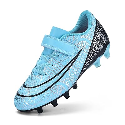 フットサルシューズ キッズ サッカー トレーニングシューズ ジュニア サッカーシューズ 子供用マジックテープ サッカーシューズ 男の子 プロサッカー 履きやすい ファッション 滑り止め18cm~24cm (シアンA, キッズ, 22.0 cm, 数値