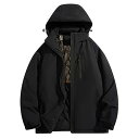ダウンジャケット メンズ フード付き 冬服 アウター 防寒ジャケット ダウン アウトウェア 中綿 ウインドブレーカー 大きいサイズ カジュアル 防風 暖かい アウトドア 登山(XL 黒)