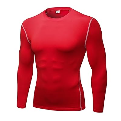 コンプレッション トップス メンズ 長袖 パワーストレッチ アンダー シャツ コンプレッション ウェア [UVカット + 吸汗速乾] yc1019レッド XL