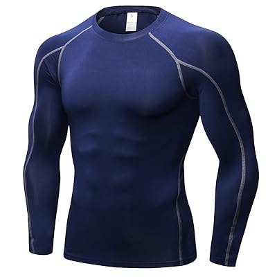 コンプレッション トップス メンズ 長袖 パワーストレッチ アンダー シャツ コンプレッション ウェア [UVカット + 吸汗速乾] yc1059ネイビー XL