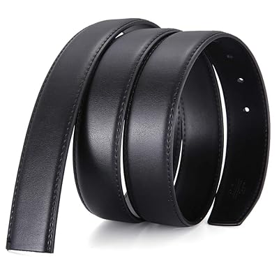 メンズ ベルト交換用 バックルなし 穴あり 本革 ロングサイズ 幅2.8~3.5cm 包装付き 取付 ピン式 (幅:3.5CM/長さ:125CM, ブラック) (幅:3.5CM/長さ:125CM, ブラック)