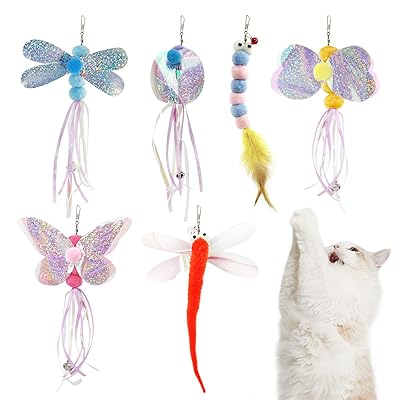 猫 おもちゃ 猫じゃらし ねこ玩具 昆虫 ブルー毛虫 6点セット交換用