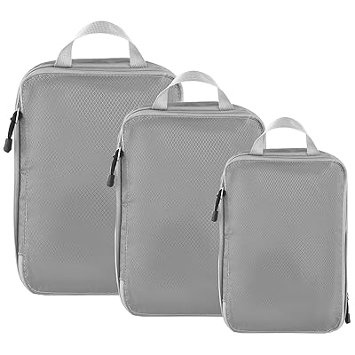 圧縮バッグ 便利旅行圧縮バッグ 3点セット ファスナー圧縮 衣類スペース節約 トラベルポーチ セット 収納バッグ 衣類仕分け 旅行 出張 多機能 簡単圧縮 軽量 便利グッズ (グレー)
