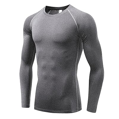 コンプレッション トップス メンズ 長袖 パワーストレッチ アンダー シャツ コンプレッション ウェア [UVカット + 吸汗速乾] グレー yc323gr-L(4)