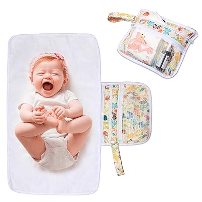 防水オムツ替えシート ポケット付き 45x75cm 持ち運びカンタン 外出用 家用 クリスマス ギフト ジャングル