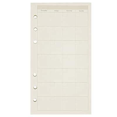 a6 月間リフィル 6穴 マンスリー システム手帳リフィル 見開き1ヶ月間ブロック式 月間ダイアリー 月間予定表 日付けなし スケジュール帳 能率手帳 リフィル 90枚 栞付属