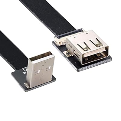 アップアングルUSB 2.0 Type-A オスからメス 拡張データフラットスリムFPCケーブル FPV & ディスク & スキャナー & プリンター用 50cm
