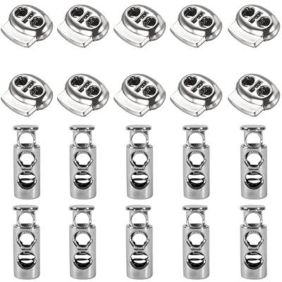 楽天グリーンフィールドジャパンスプリングコードストッパー 2つ穴 亜鉛合金 スプリングコード コードロック 弾性 ショックコード 靴 帽子 スポーツウェア用（20個入り）