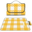 レジャーシート ピクニックマット 厚手 ビーチマット 200X200cmの黄色と白の市松模様の折りたたみ式軽量防水で、田舎で2~8人用に持ち運びが簡単