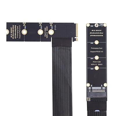 NGFF M-Key NVME SSD エクステンダーカード PCI-E 4.0 フレキシブル エクスプレス 延長ケーブル 30cm 直角タイプ 90度 ライザーアダプター メインボード SSD 2230/2242/2260/2280用