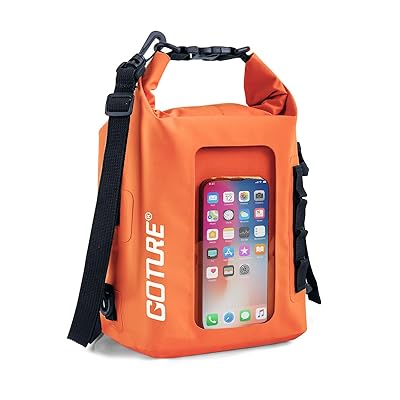 ドライバッグ 防水バッグ スマホ 防水ポーチ 5L オレンジ 【完全防水 ・IPX6·防水ポーチ付き】 プールバッグ ウォータープルーフバッグ 軽量 小物入れ 新型素材 収納 肩かけ調整可能 防水バッグ 防災バッグ 釣り 旅行 海 ジム スポーツ ア