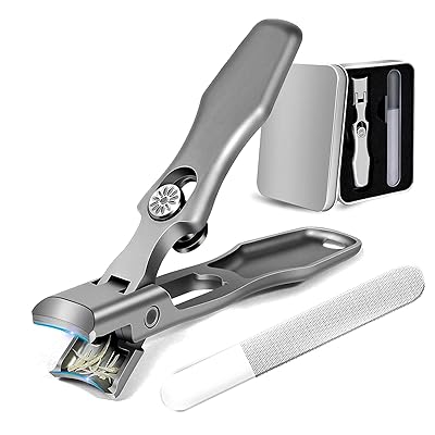 爪切り 日本製ステンレス【巻き爪 厚い爪 硬い爪 スパッと切れる】大開口 爪切り 高級 飛び散り防止 切れ味 つめきり 爪ケア 用 子供/大人/高齢者と家族全員が使用 手足用 収納ケース付き ガラス製爪磨き 爪切りセット