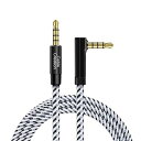 AUX, 3.5mm オーディオケーブル ステレオケーブル TRRS 片側L型 マイクロフォン対応 ヘッドフォン/iPod/iPhone/iPad/ホームステレ...