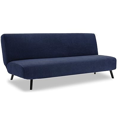 ソファーカバー 3人掛け 肘なし 無地 縦横弾力 ストレッチ フィットタイプ 肘付き 滑り止め 柔らかい 伸縮素材伸び良く 四季適用 超便利 (3人掛け,ダークブルー)