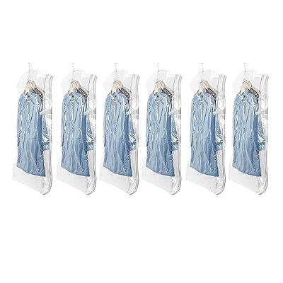 圧縮袋 吊るせる衣類圧縮袋 135 x 70cm 6枚入 吊り下げ 真空バッグ カビ ダニ対策 防塵 防湿 着物収納 コート 洋服 ジャケット スーツ用 大容量...