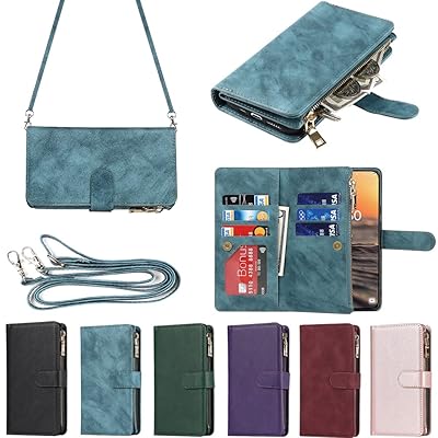 サムスン ギャラクシー Samsung Galaxy S23 ケース galaxy s23 縄掛けケース 手帳型 財布型 ICカード コインポケット ストラップ付き カード 収納 小銭入れ ファスナーポケット付き PUレザー 6色ブルー