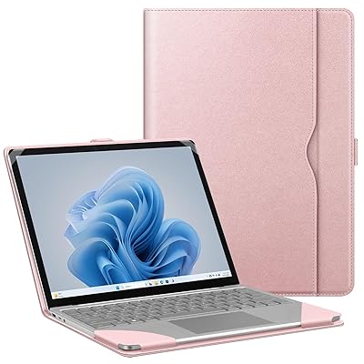 for Microsoft Surface Laptop Go 3 / 2 /1 (2023/2022/2020) ケース 保護カバー 12.4インチ PU合成皮 ポケット付き 耐衝撃性 傷防止 おしゃれ (モデル番号2013 1943) (ローズゴ for Microsoft Surface Laptop Go 3 / 2 /1 (2023/2022/2020) ケース 保護カバー 12.4インチ PU合成皮 ポケット付き 耐衝撃性 傷防止 おしゃれ (モデル番号2013 1943) (ローズゴ