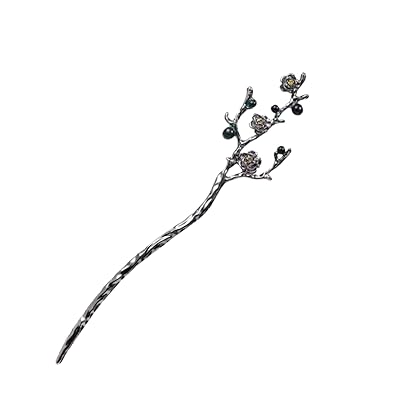 かんざし スティック かんざし ヘアスティック 簪 花 簪パーツ 一本挿し シンプル ヘアアクセサリー 浴衣 ゆかた 和装小物 (Hematite)