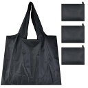 ショッピングバッグ 折りたたみ エコバッグ 折畳み 大容量 3個 食料品 バッグ 50×40cm黒 買い物袋 手提げ 肩掛け 携帯便利 洗える 環境にやさしい 野菜、食品、旅行、ビーチ、キャンプ用収納