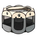 猫 犬 ケージ ペットサークル 折りたたみ八角形ペットサークル 組み立て不要 犬猫兼用 猫の分娩室 メッシュ 屋根付き 屋内 屋外 (グレー, M, 8)