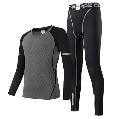キッズ コンプレッション ウェア 上下セット インナー スポーツ シャツ タイツ [吸汗速乾・通気保温] 3278+3339 グレー 150