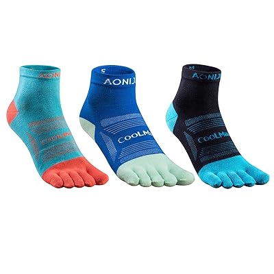 5本指ソックス ランニング 靴下 速乾 吸湿 通気 防臭 マラソン トレラン スポーツ 男女兼用 S M L 3色セット (1青+水色+黒 - M)