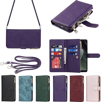 AQUOS Sense7 Plus A208SH ケース アクオス Sense 7plus 縄掛けケース 手帳型 財布型 ICカード コインポケット ストラップ付き カード 収納 小銭入れ ファスナーポケット付き PUレザー 6色パープル