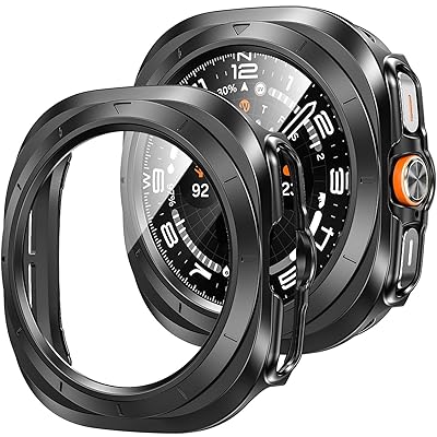 Samsung Galaxy Watch Ultra 47mm に適用ケース 保護 ガラスフィルム 一体型 PC+TPE材質 二重構造 全面保護 超薄型 高耐久 装着簡単 耐衝撃 対応 Samsung Galaxy Watch Ultra 47mm