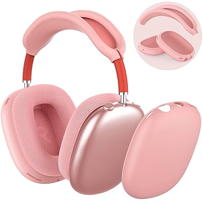 AirPods Max カバー シリコン 保護ケース Airpods Max ヘッドカバー付き【指紋防止 傷防止 防塵】 (粉)