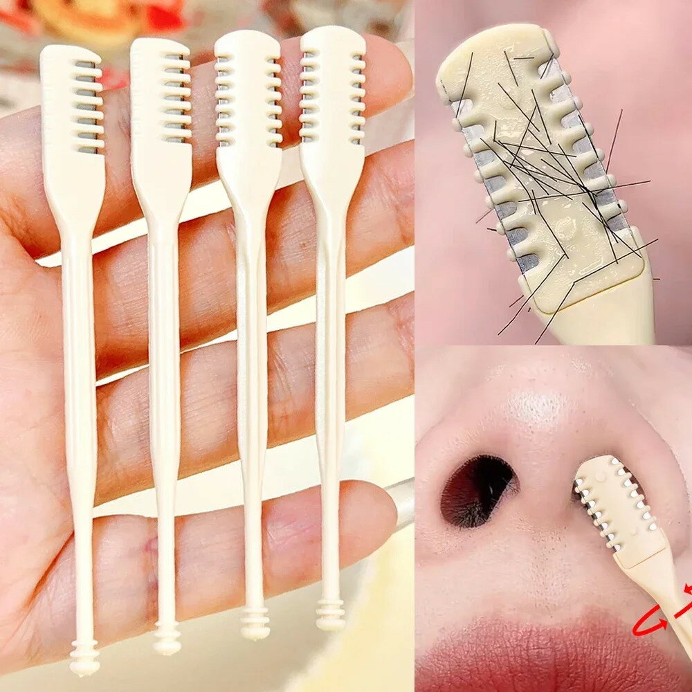 ダブルヘッドコーム鼻毛トリマーポータブル鼻毛スクレーパークリーンノンスリップヘアトリマーシェービ..