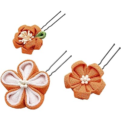 つまみ細工 花 髪飾り かんざし ヘアアクセサリー コサージュ 髪留め ぶら飾り 縮緬 成人式