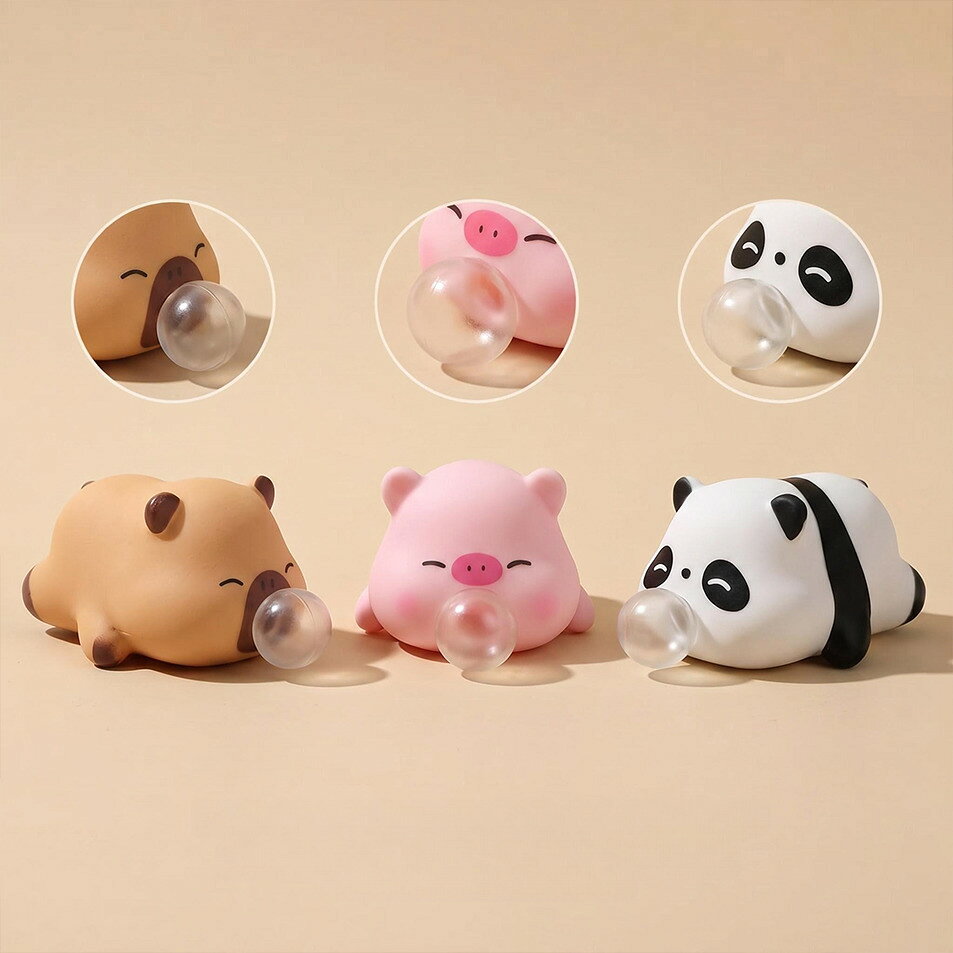 2026年新作 可愛い動物の泡吹きスクイーズ玩具 ストレス解消 握りおもちゃ パンダ 豚 フィジ g-f-j-10234382 グリーンフィールドジャパン パッケージ画像