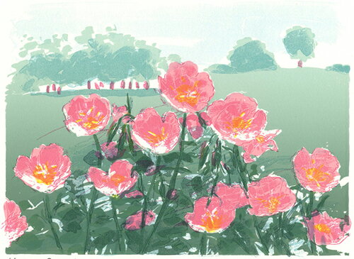 版画/シルクスクリーン 福本吉秀 On the wind 現代アート 抽象 送料無料