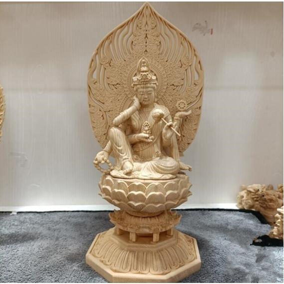 総檜材 木彫仏像 仏教美術 精密細工 仏師で仕上げ品 如意法輪王菩薩像 置物