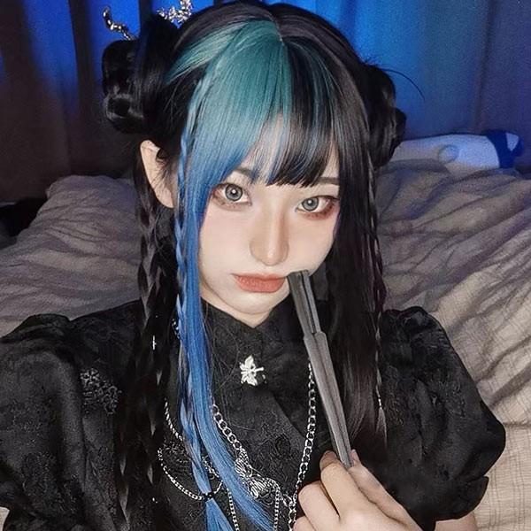 乐天商城 - ウィッグ ロリータ 原宿風 ツートンカラー ロング ミディアム 巻き毛 文化祭 普段使い