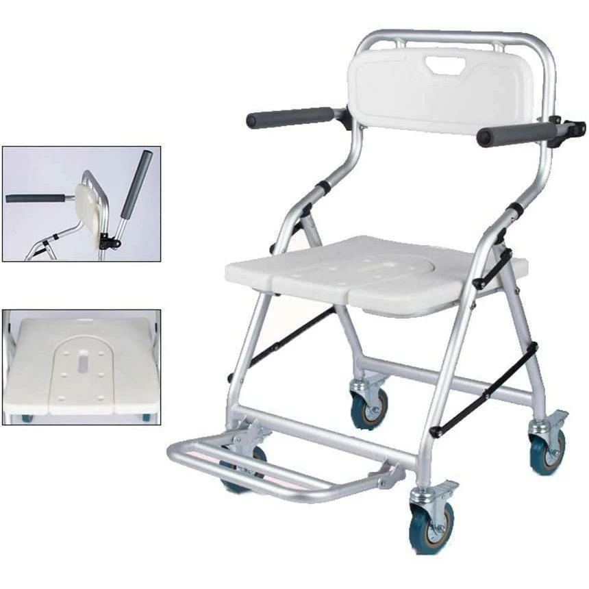 樂天商城 - 椅子脚折りたたみ 入浴用車いす 介護 シャワーチェア ブレ一キ付き U型シート 軽量 お風呂椅子 キャスター付 背もたれ バスチェア 軽量