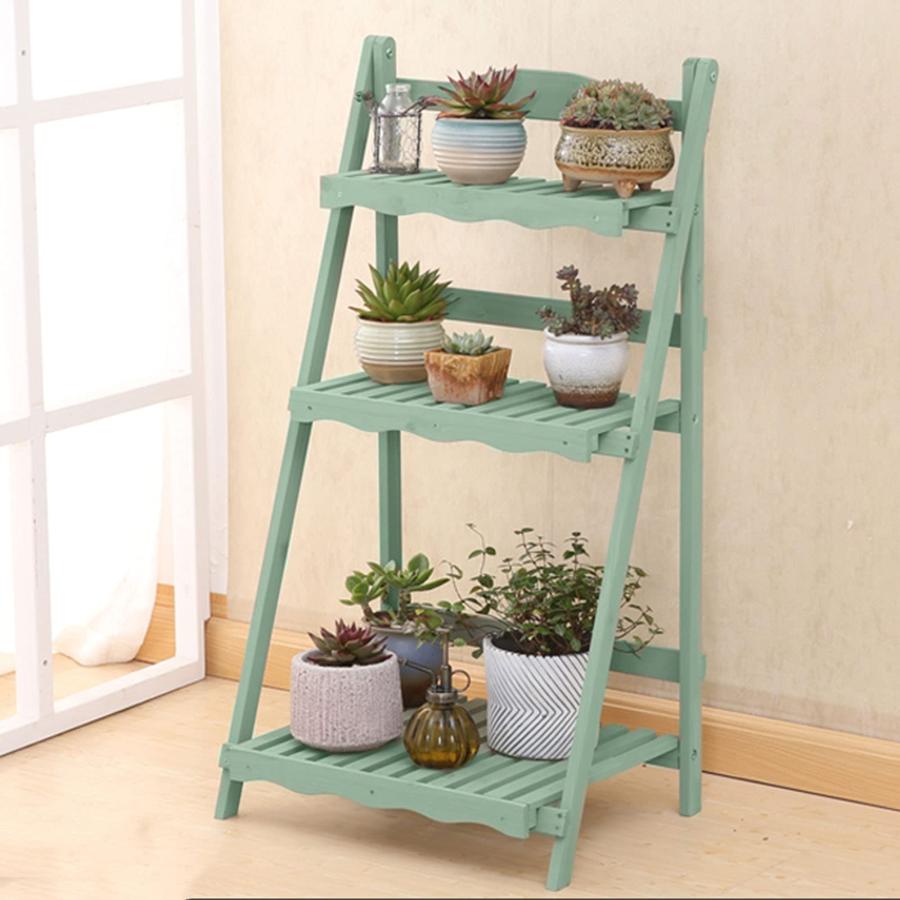 乐天商城 - 植物スタンド、3層フラワーラダー折りたたみ式ディスプレイ棚、プランターポットオーガナイザー屋内屋外ヤードガーデンパティオバルコニ