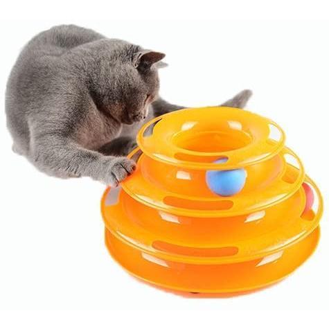 乐天商城 - 猫 おもちゃ 回転 ボール ぐるぐる 猫じゃらし付き 猫用知育玩具 運動不足 ストレス解消 (オレンジ)