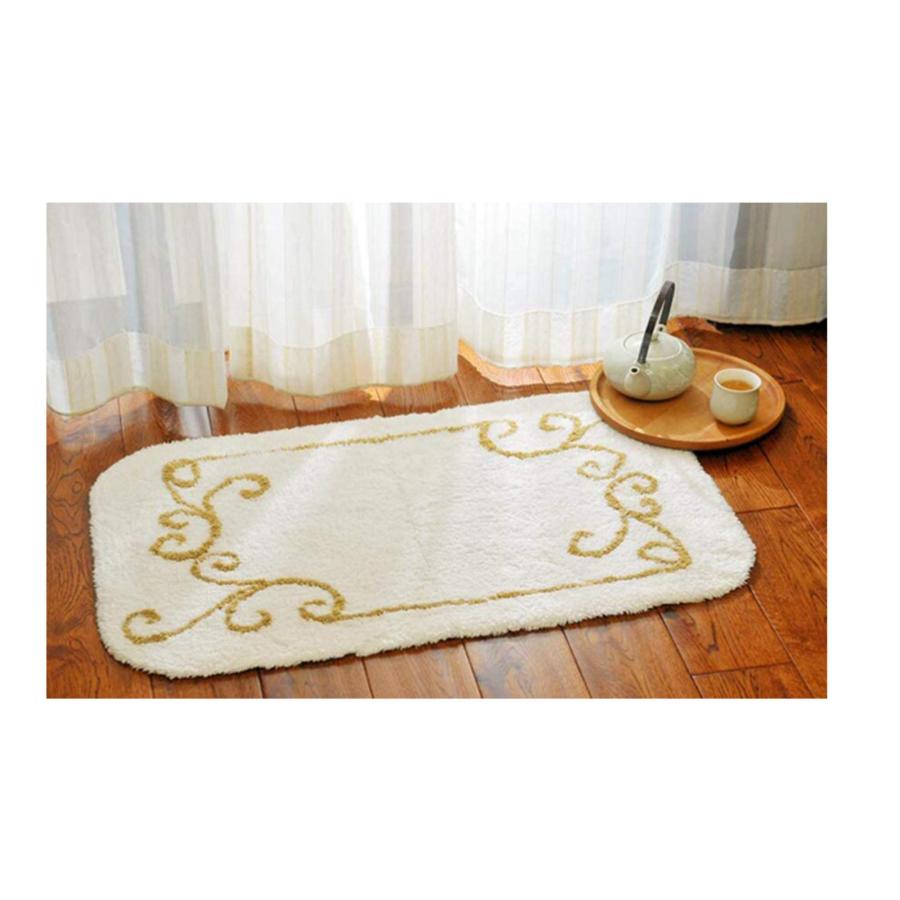 玄関マット 室内 おしゃれ 風水 天然素材 コットン 綿 100％ 50×80cm (ホワイト)