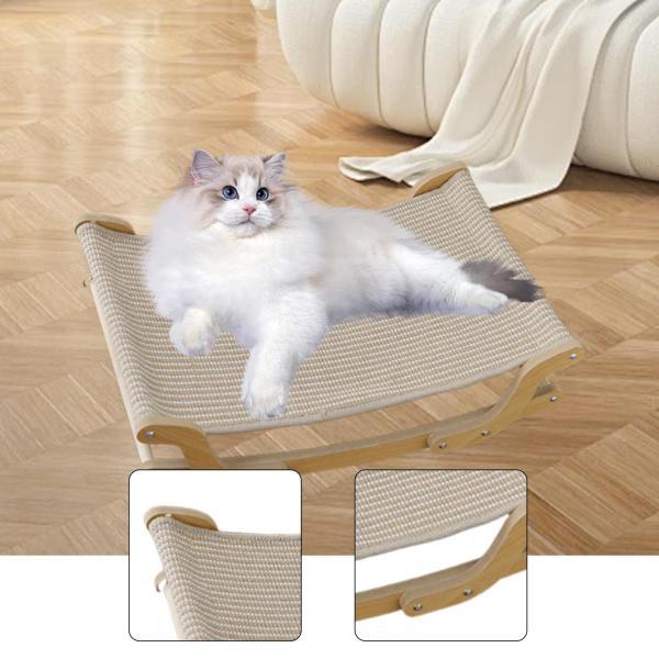 猫用爪とぎ ラウンジベッド ソファベッド 爪とぎ 木製爪とぎボード リネンクッション