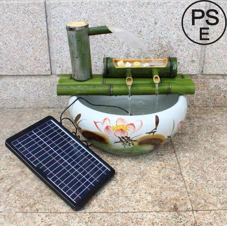 ソーラーポンプ付きの竹の噴水屋内/屋外用の禅ガーデン噴水任意のコンテナと組み合わせる日本の庭の池の水機能の装飾 50cm