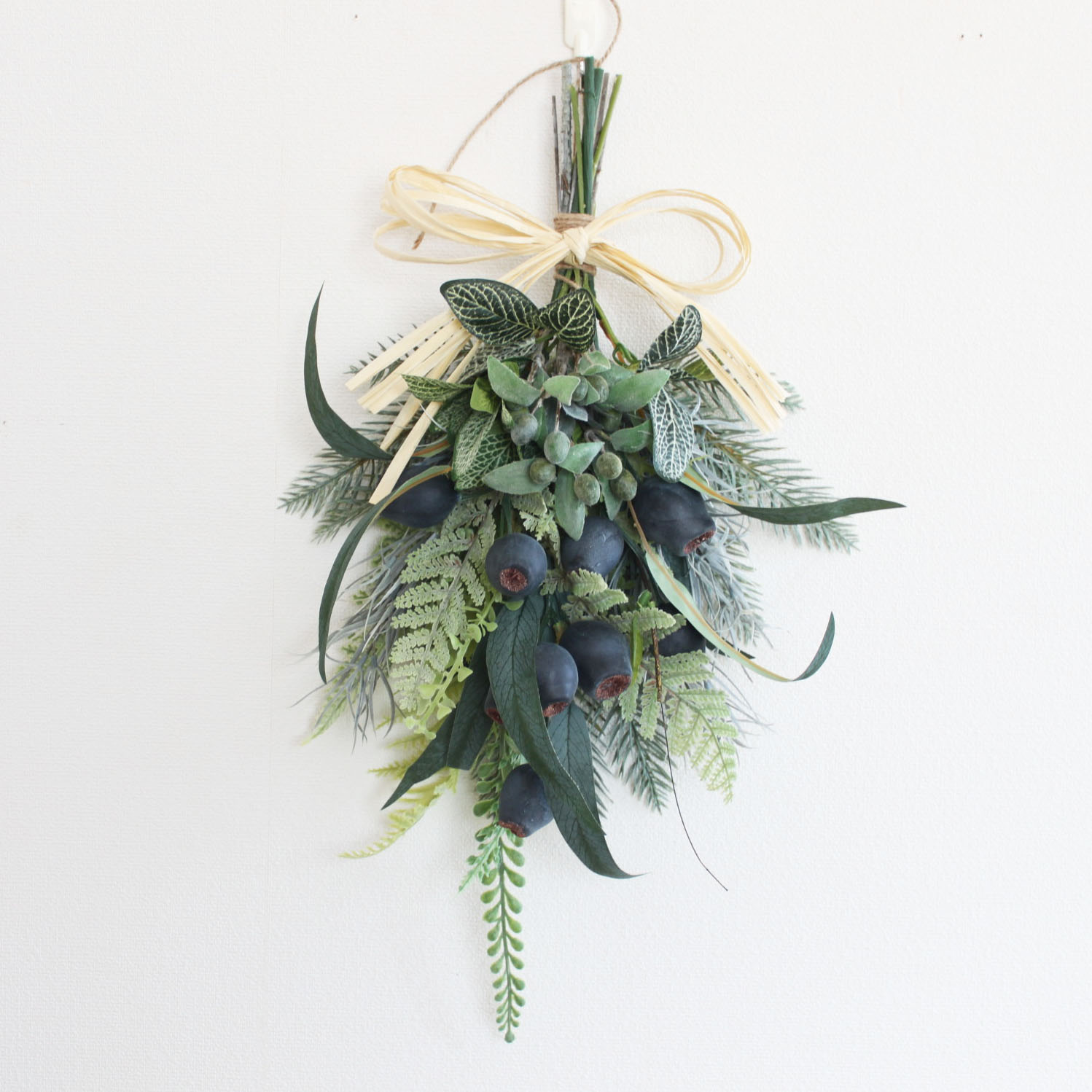 樂天商城 - オリーブ＆ユーカリ グリーンスワッグリース 玄関 造花