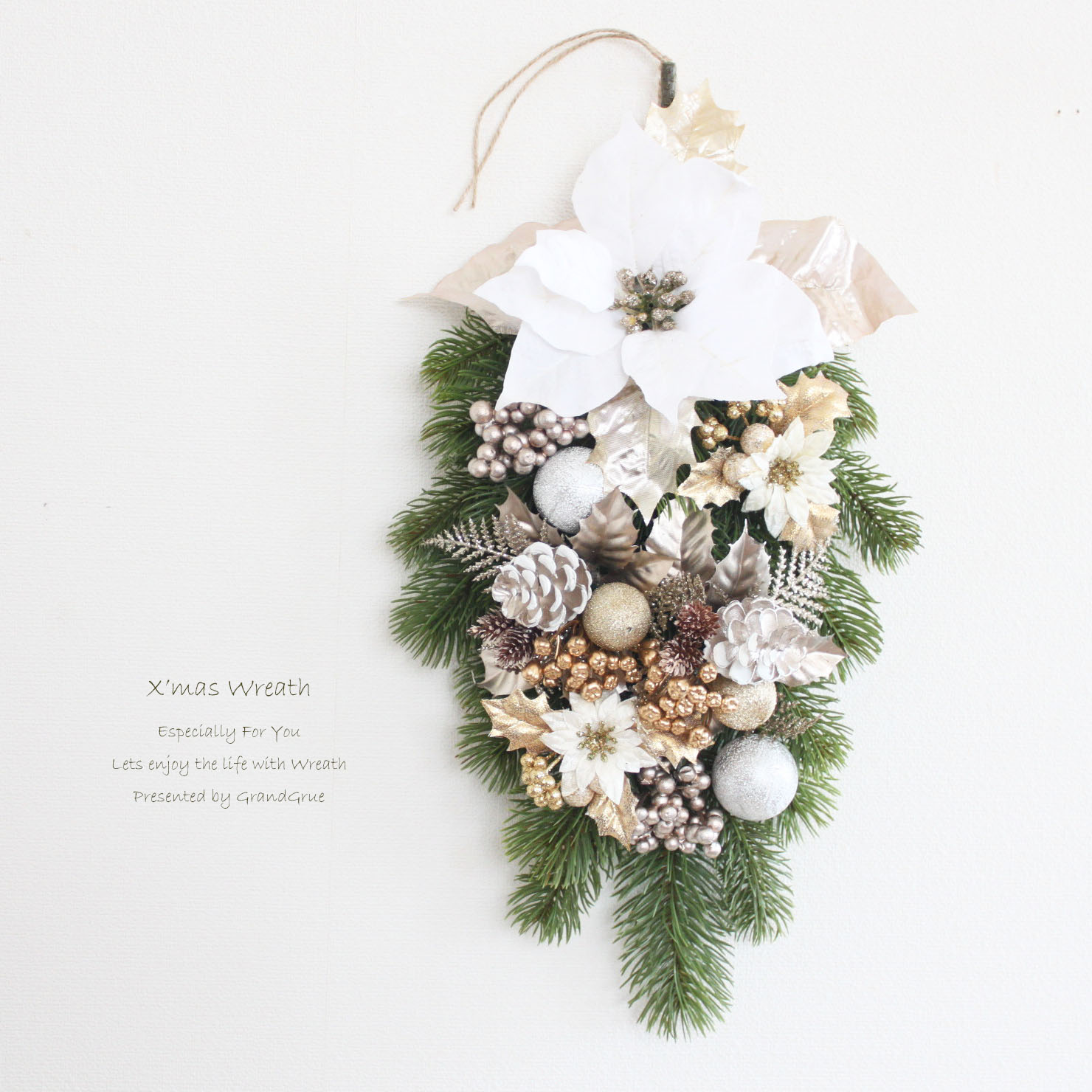 送料無料 クリスマスリース クリスマススワッグ X6069